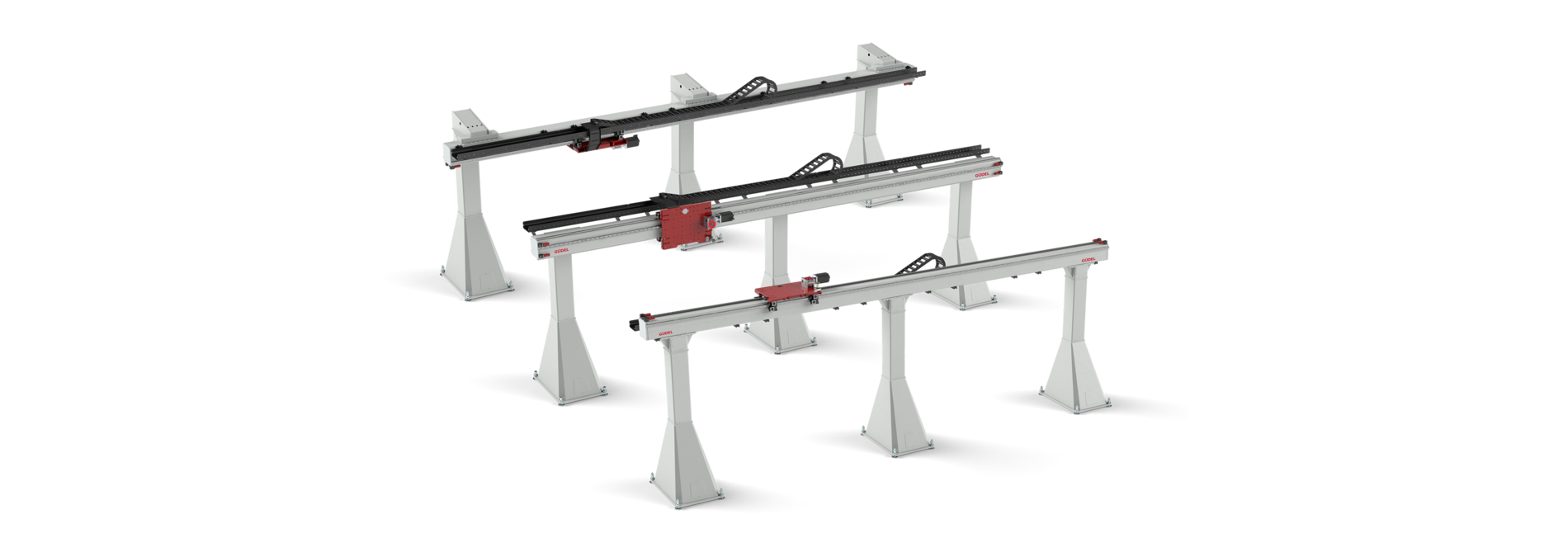 TMO-E – Basismontage in erhöhter Position | TMO-W – seitlich montierter Roboter | TMO-C – hängend montierter Roboter | © Güdel Group AG